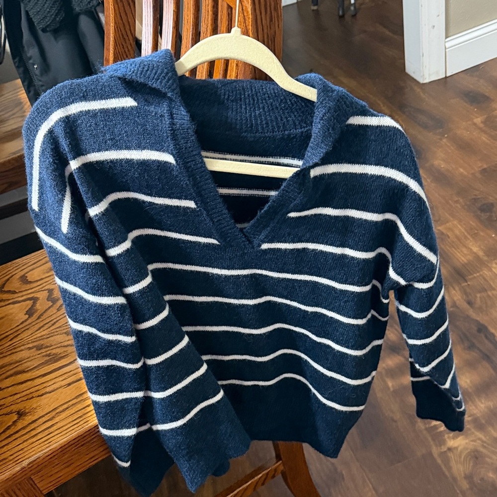 Navy and White Striped Sweater